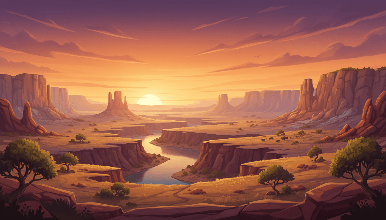 Buffalo king desert canyon landscape at sunset